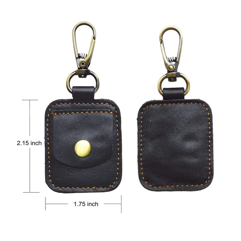 WINGKIND AA Medallion or Coin Holder, Leather Key Chain Snap Open Leather Case (Black) - Image 2